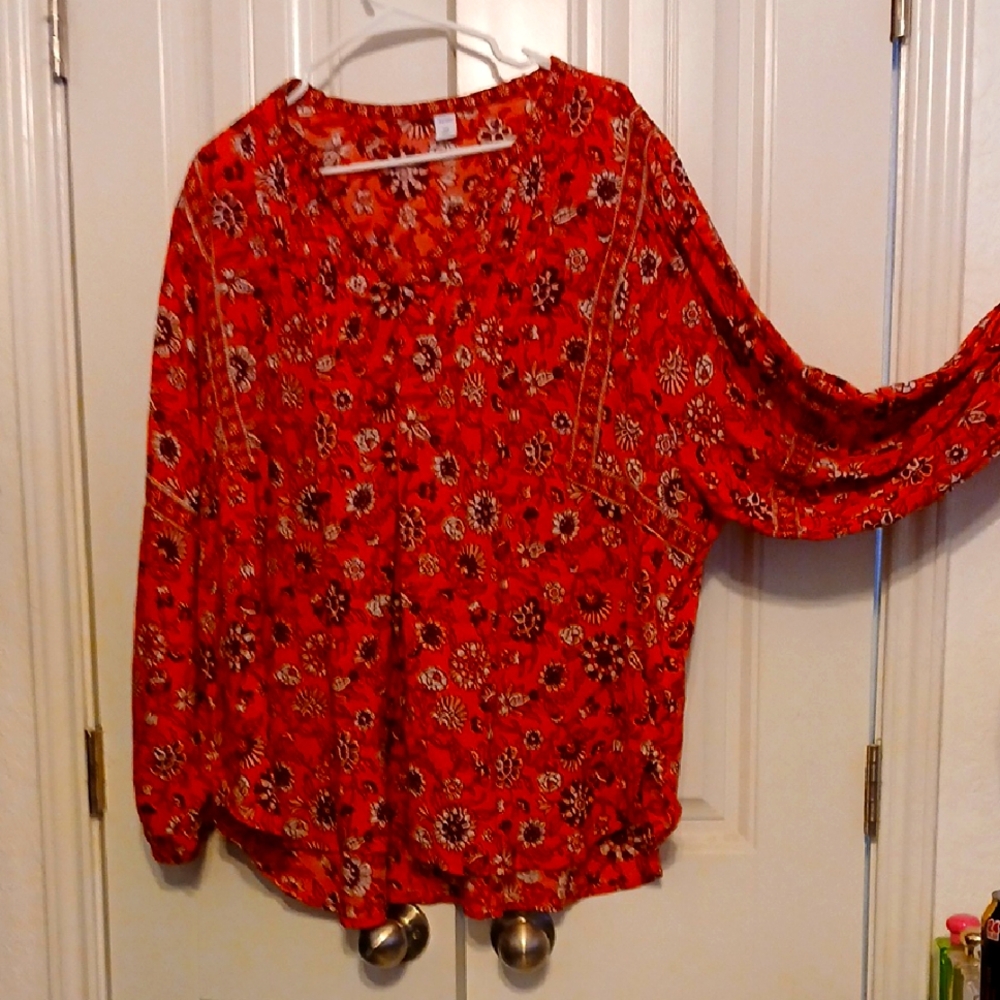 Floral Red Women's Top